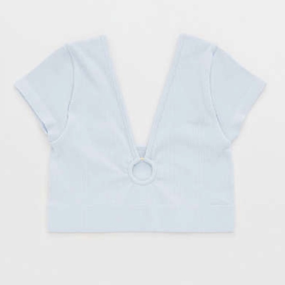 aerie crop ribbed top in blue - Picture 1 of 5